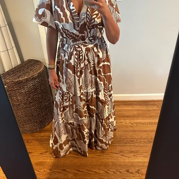 Anthropologie Brown and White Patterned Somerset Dress - Picture 4 of 8